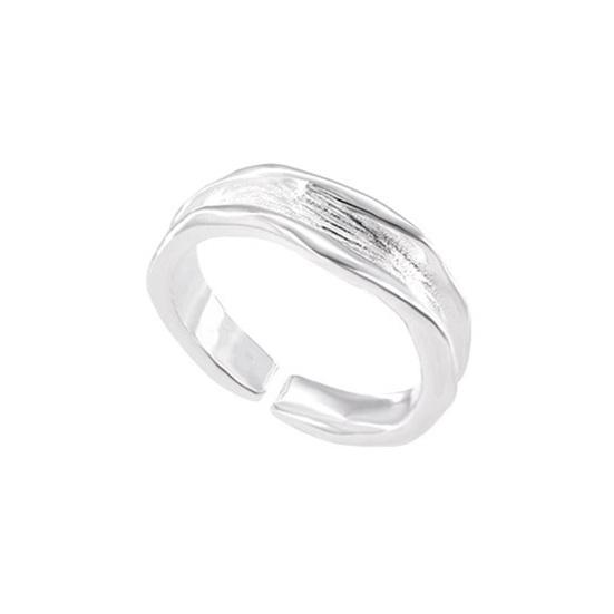 Женское кольцо-открытие, регулируемый размер, серебристый цвет, полированный сплав, текстурированное, ежедневное кольцо на палец для женщин