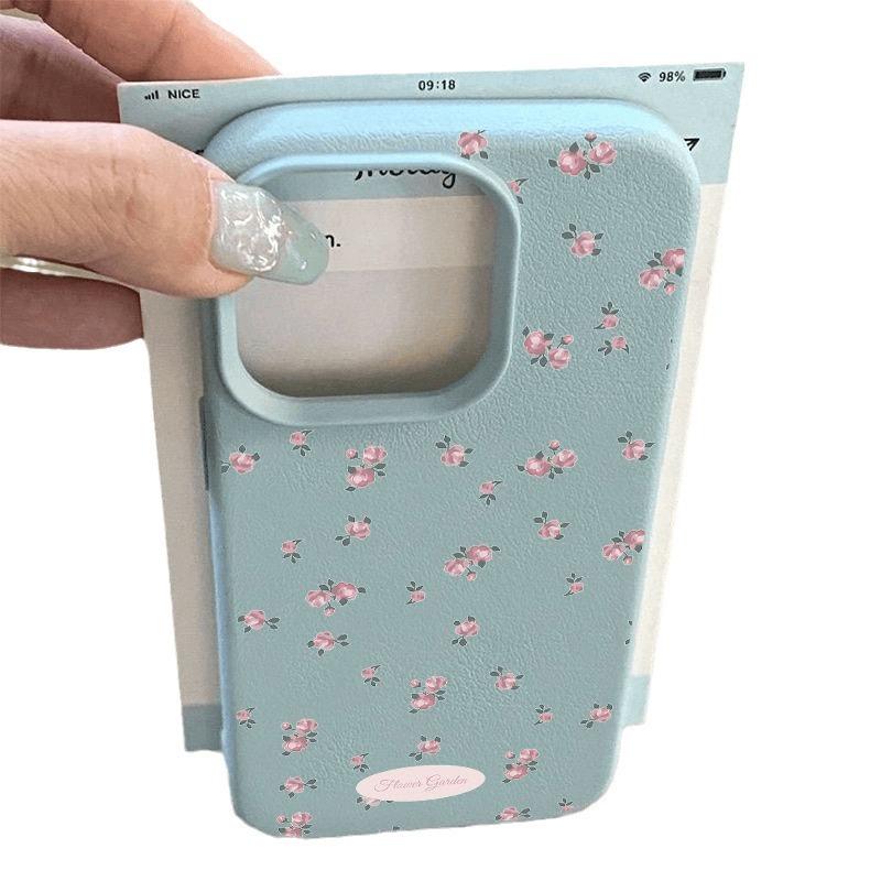 Apple 16 Pro Max/iPhone 15/14 Plus Floral Leather Texture Soft Protective Case