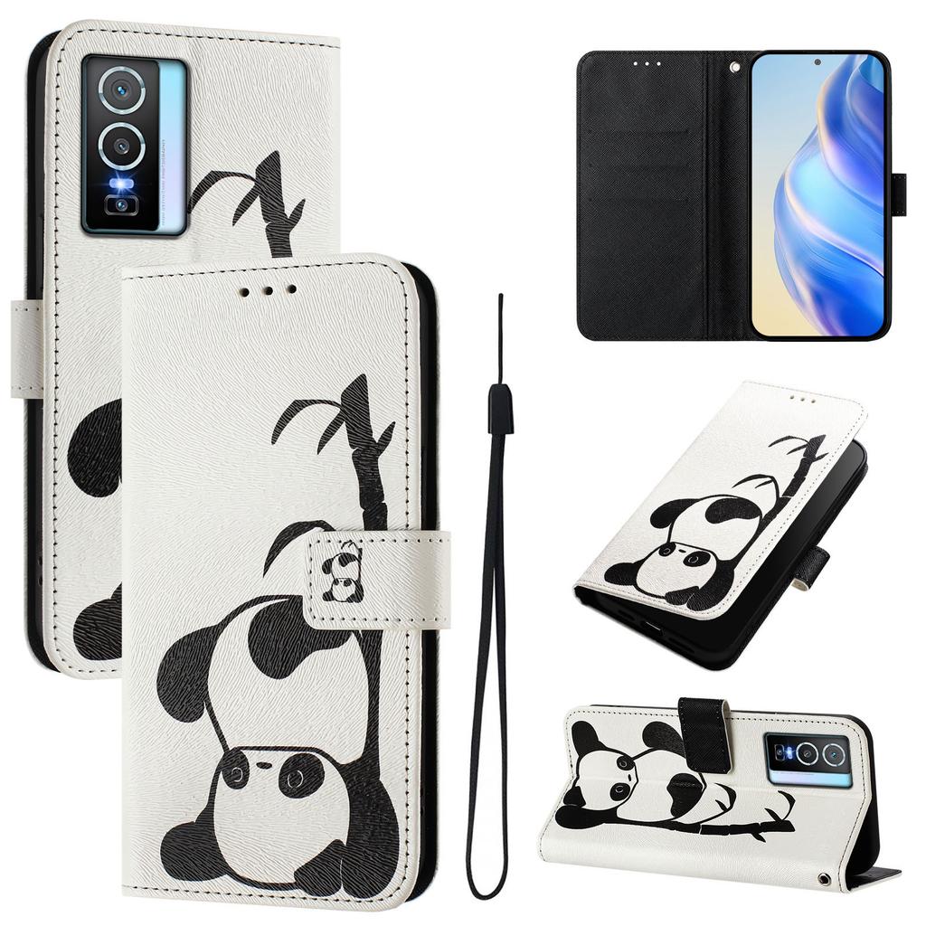 Cute Panda Luxury Painted Leather Case Wallet Book Style Cover for Vivo Y20,Y35,Y51A,Y56,V27,Y78,V29,Y27,Y33S,Y19,V29E,Y17S,Y30,S19...