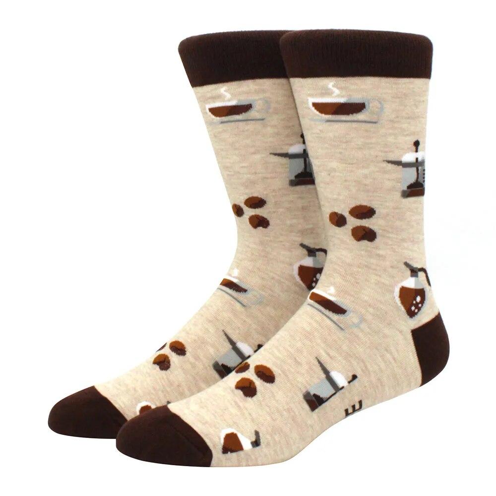 1 пара мужских забавных хип-хоп носков средней длины с принтом скейтборда, пива, счастливого искусства, EU38-46