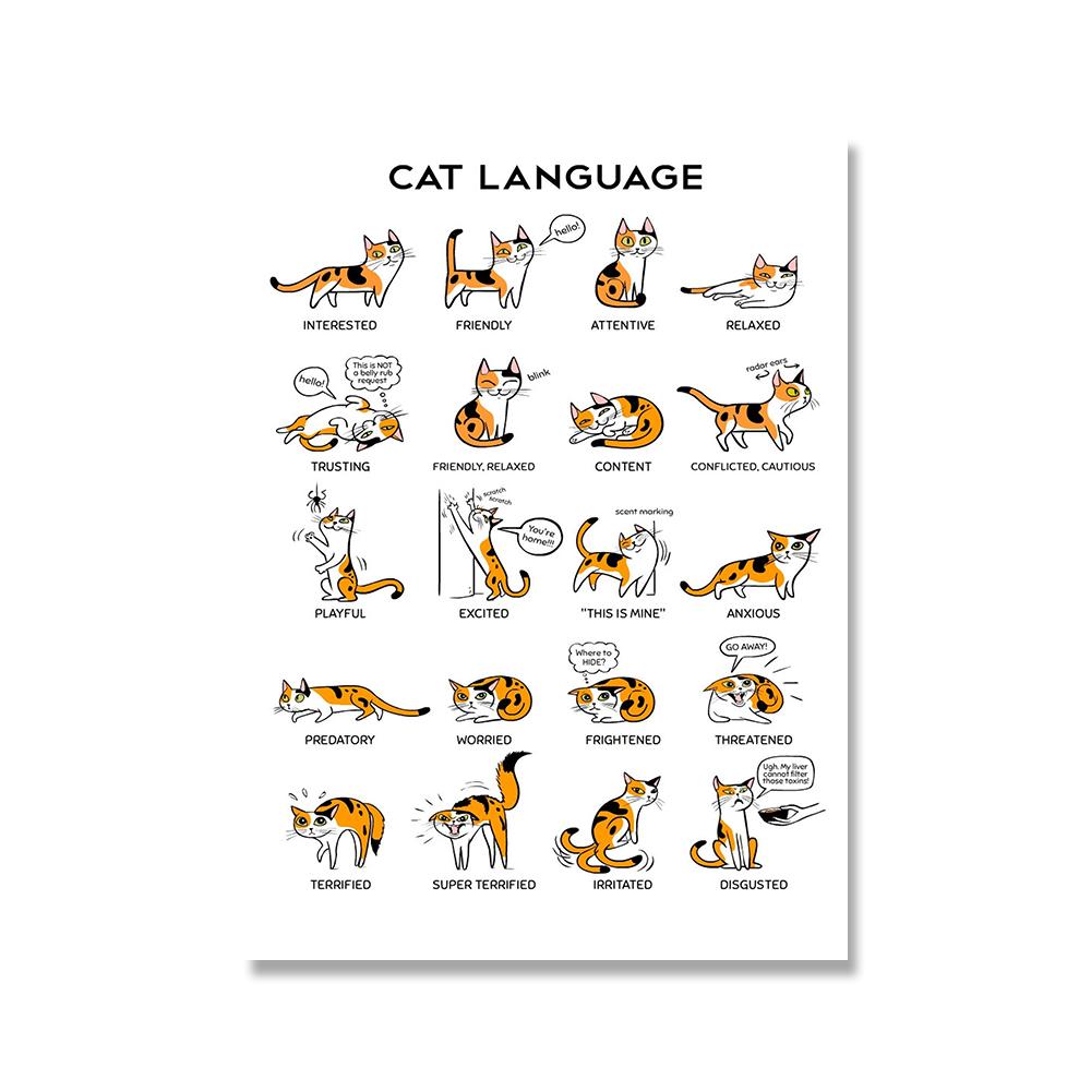 Смешные милые кошки и собаки язык скандинавские плакаты и принты дрессировка животных знания настенное искусство холст картины картины домашний декор без рамки