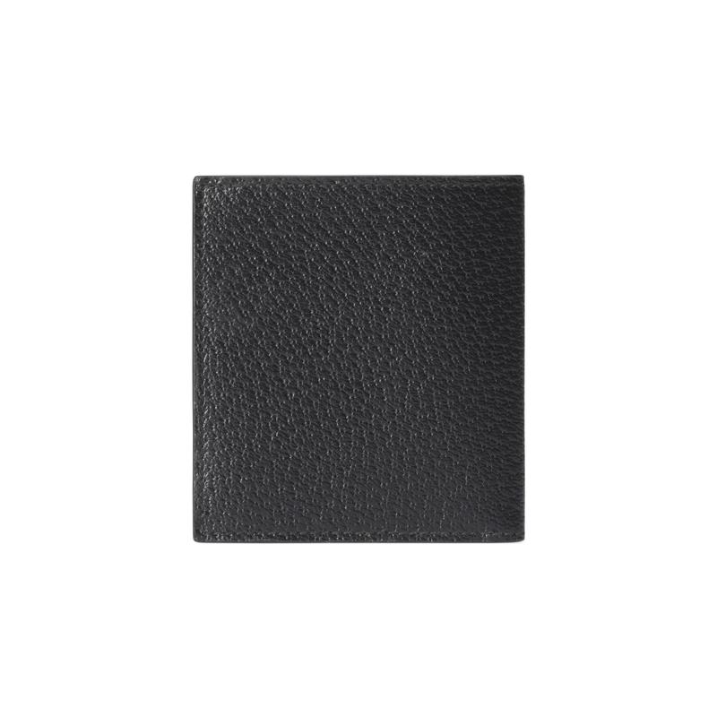 Gucci Letter Logo Flap Closure Leather Wallet Men's Black