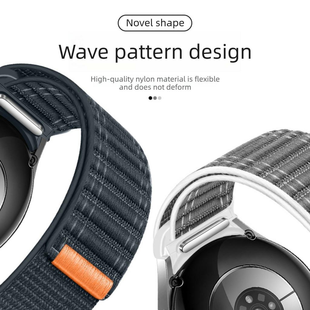 For Samsung Galaxy Watch7 44mm / 40mm Watch Band Quick Release Button Wave Pattern Magic Tape Nylon Wrist Strap