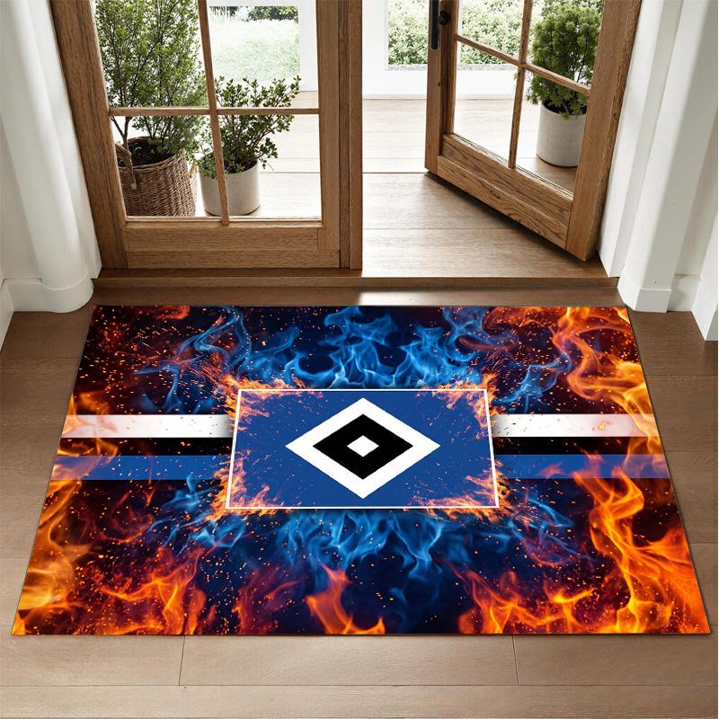 Hamburger SV Football Design Crystal Velvet Rug Soft Decorative Mat for Bedroom Entrance