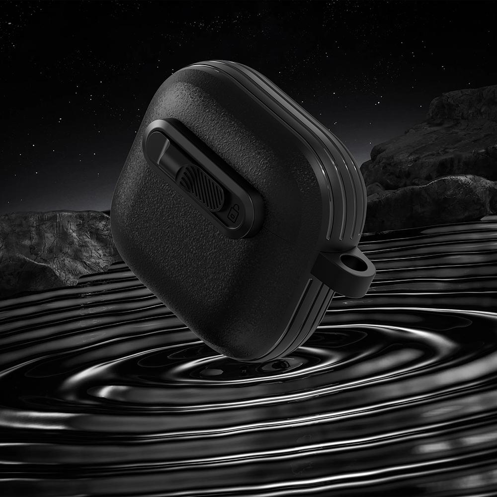 For AirPods 4 Protective Case Lock Buckle Switch TPU + PC Wireless Earphones Cover with Carabiner