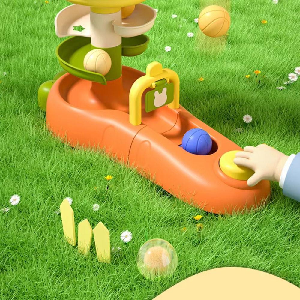 Rotating Design Rabbit Rail Car Ball Toys Press Mechanism Track Turn Around Toy  Toddler Activities