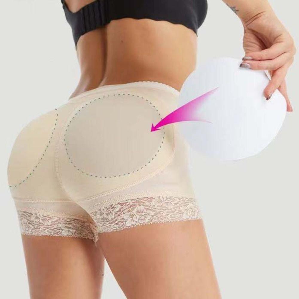 Трусики женские корректирующие со средней посадкой, кружевные трусики с накладками на бедрах, удобное нижнее белье пуш-ап, женские