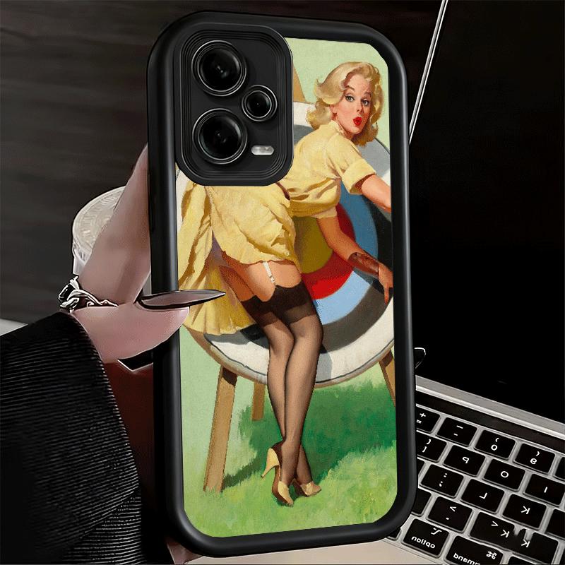 Ретро-плакат Стиль Девушки Пин-ап Мягкий Чехол для Телефона для Xiaomi Redmi Note 15 14 13 12 11 Pro Plus 10S 11S 4G 11T 5G Оболочка Силиконовый F