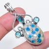 Natural K2 Blue Azurite, Topaz 925 Sterling Silver Jewelry Pendant 2.21" A7g84