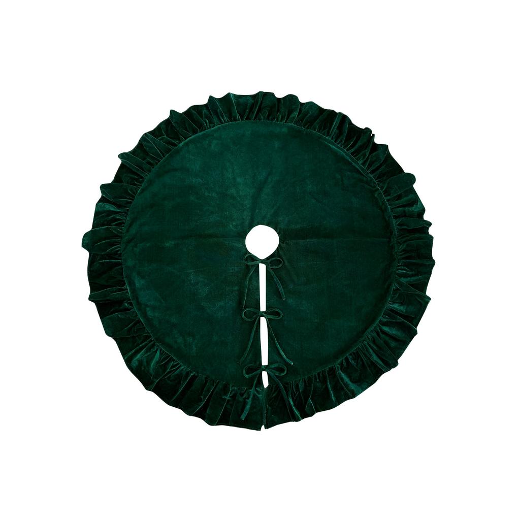 Solid Color Velvet Christmas Lace Tree Dress  122CM