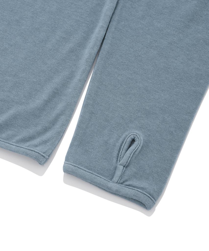 FALLETT Wool Tencel Turtleneck Long Sleeve Blue