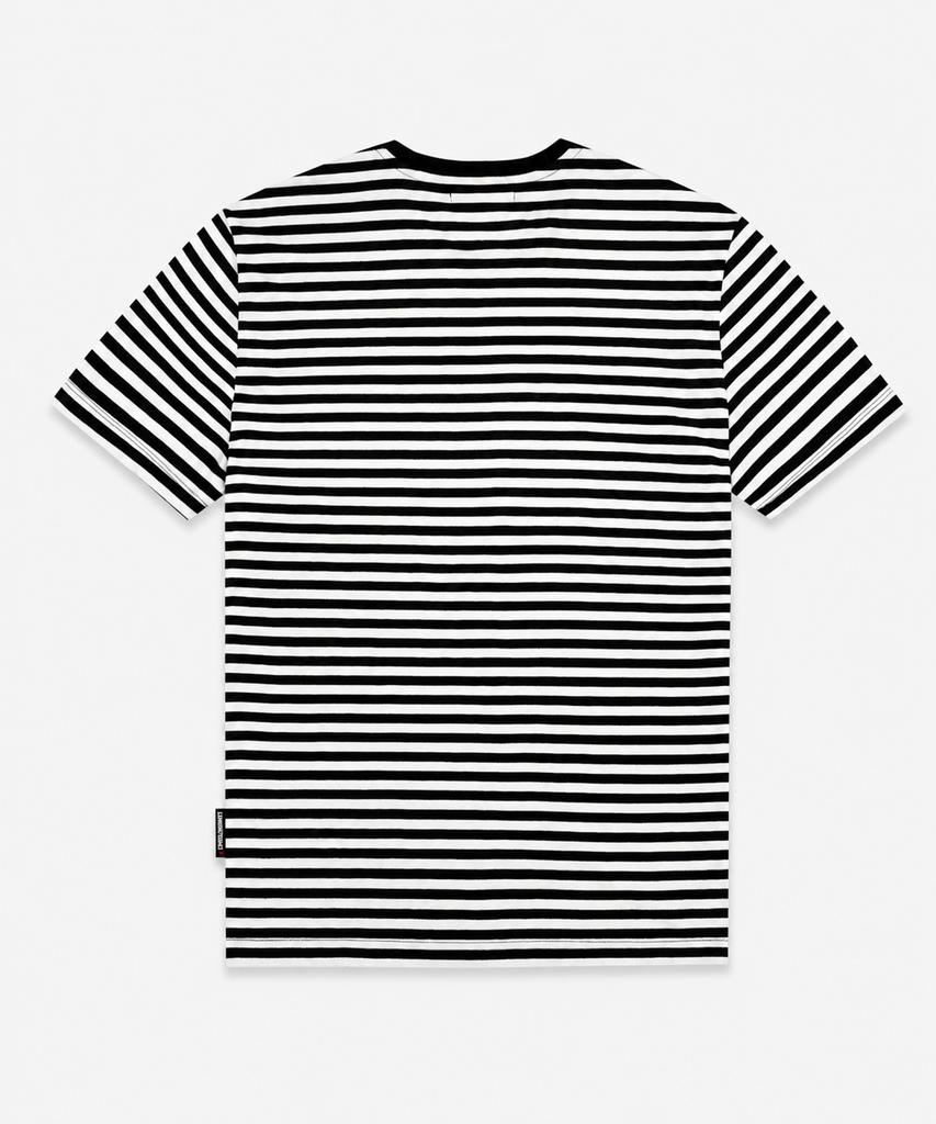LENGAGEMENT Small Heart Slim Stripe Short Sleeve T-Shirt [Black-Ivory]