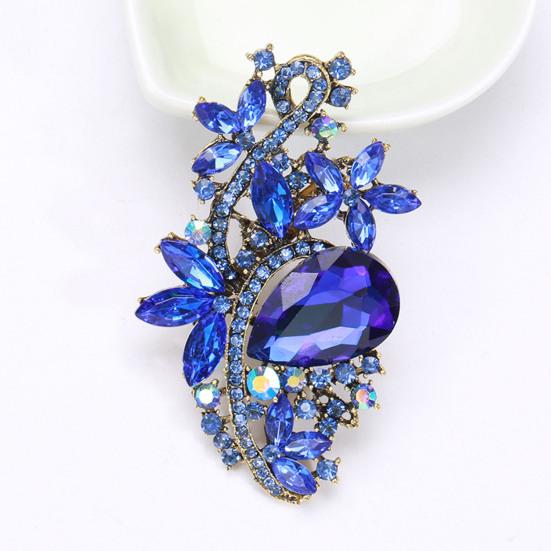 Waterdrop Faux Crystal Flower Brooch Rhinestone Elegant Clothing Accessories Sweater Cardigan Coat Business Suit Lapel Pin Fashion Jewelry Gift