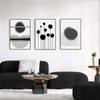 Geometric Abstract Canvas Painting Black Ink Line Wall Art Poster and Print Pictures Noridc Minimalism Living Room Home Decor
