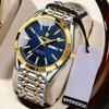 POEDAGAR Brand Business Mens Watches Stainless Steel Waterproof Luminous Date Week Luxury Quartz Men's Watch