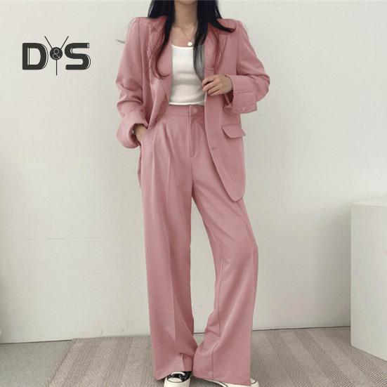 Женский комплект из 2 шт./компл., пальто, брюки, деловой стиль, однобортный кардиган с длинным рукавом и воротником-стойкой, высокая талия, широкие штаны, однотонный цвет