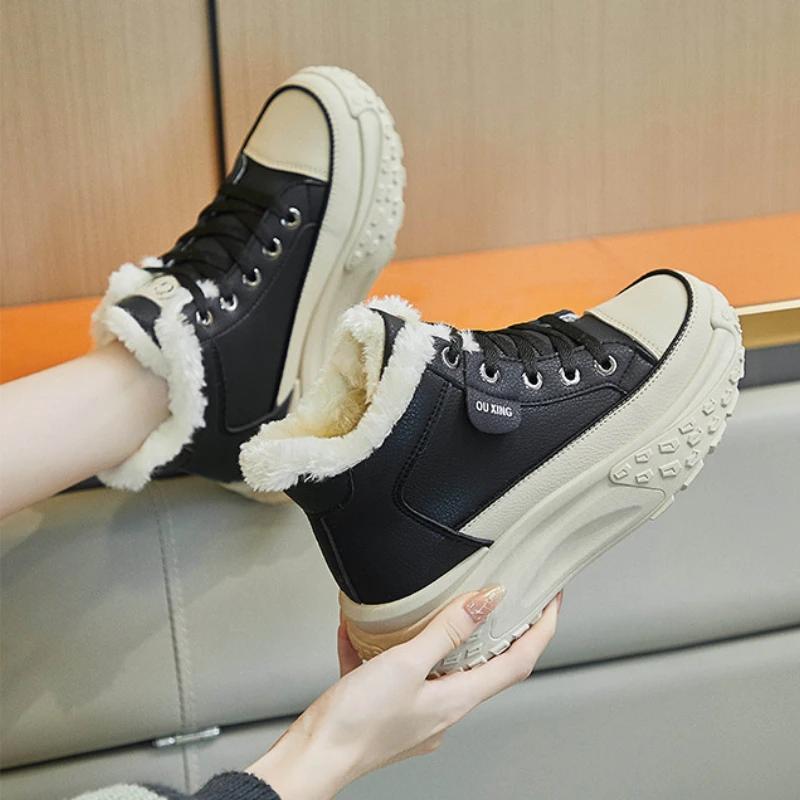 Модные высокие хлопковые туфли для осени и зимы. Новые высокие и мягкие теплые и универсальные повседневные спортивные женские туфли.