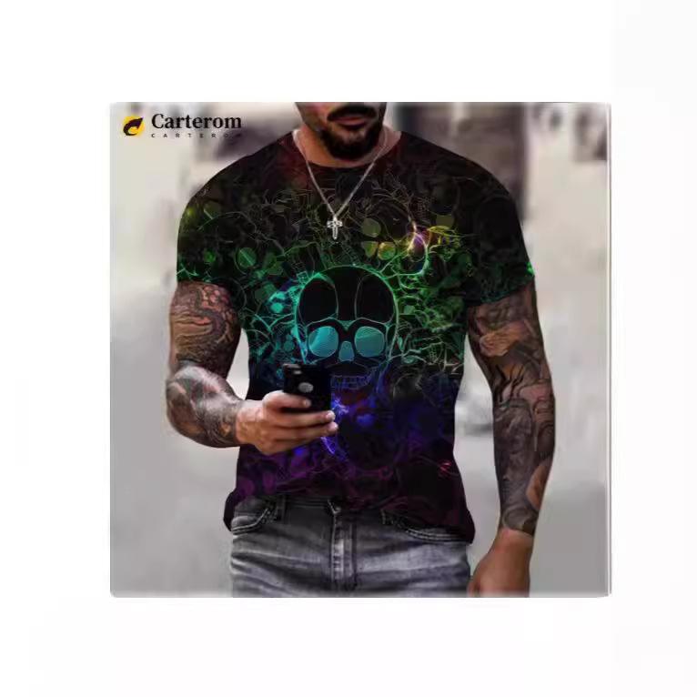 2024 neon graffiti T-shirt for men and women 3D printing casual short-sleeved hip-hop Harajuku street T-shirt