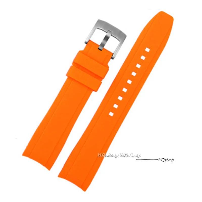 Изогнутый силиконовый ремешок из каучука для браслета часов Citizen для Swatch Мягкий водонепроницаемый ремешок для Rolex 20 мм 22 мм Браслет
