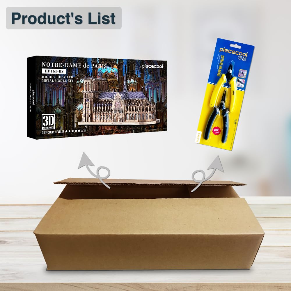 Piececool 3D Notre Dame Metallic Nano Сделано из сборочных инструментов без клея 5 звезд сложности для коллекционной фигурки головоломки, собора/набора инструментов, головоломки,