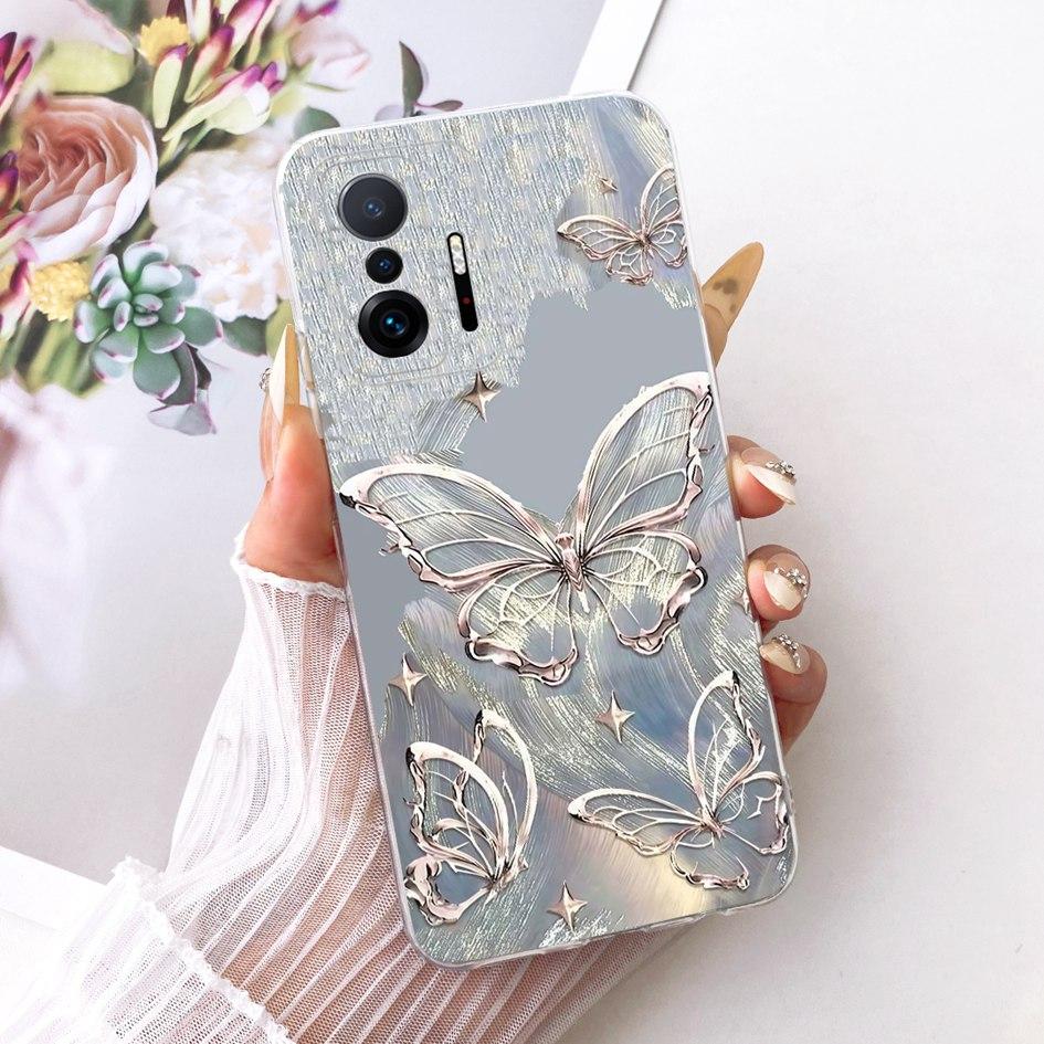 For Xiaomi 11T Pro 5G Case Transparent Silicone Fashion Flower Cover For Xiomi Xiaomi Mi 11 Pro Bumper Mi11T Mi11 Phone Case New