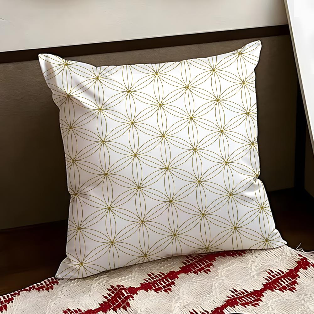 Japanese GGolden Lines Cushion Cover Reversible Soft Durable Pillow Cover Home  Car MultiScene Use for Daily Comfort