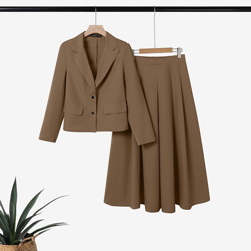 ZANZEA Женские повседневные костюмы из двух предметов: блейзер с длинным рукавом и юбка миди