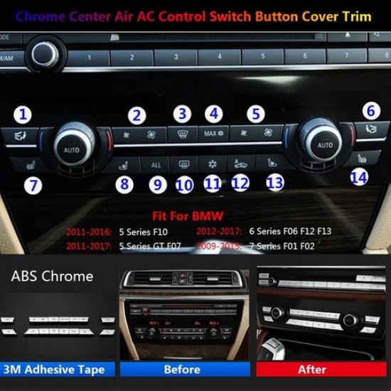 14x For BMW 5 6 7 F10 F07 F06 F01 Car Center Control Air AC Button Cover Sticker