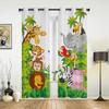 2Pcs Cartoon Safari Animals Jungle Forest Window Curtains Blinds For Living Room Kids Bedroom Bathroom Kicthen Door Home Decor