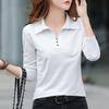 Женский топ 3XL с длинными рукавами и воротником-поло, простая верхняя одежда, футболка, женская нижняя рубашка, весна-лето, новый тонкий тренд для похудения