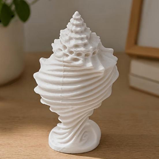 Фигурка Белой Раковины, 3D-печатное Морское Прибрежное Настольное Украшение для Гостиной, Тумбы под Телевизор, Полки Книжного Шкафа, Декора Шкафа
