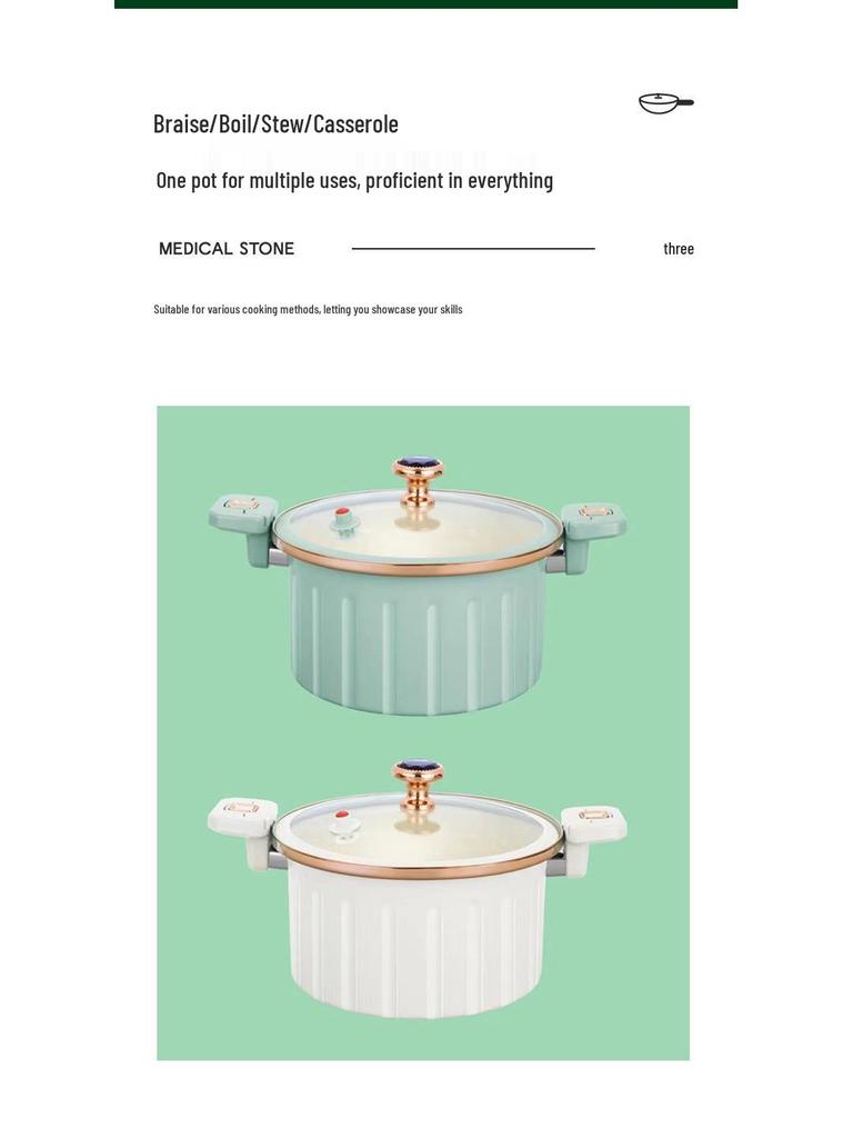 Супница с антипригарным эмалированным покрытием большого объема - Многофункциональная с двумя ручками для приготовления пищи при низком давлении