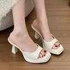 Fashion High Heels Women Platform Slippers Fad Chunky Shallow Elegant Shoes 2025 Summer Classical Slides Party Dress Pumps Flip Flops