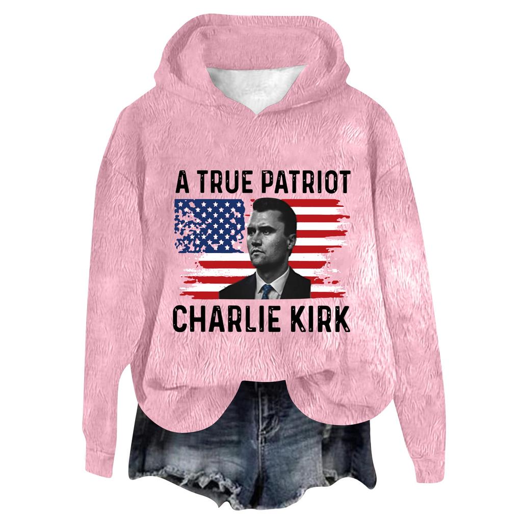 Women's Hooded Long Sleeve Printed Flannel Top Hooded Sweatshirt