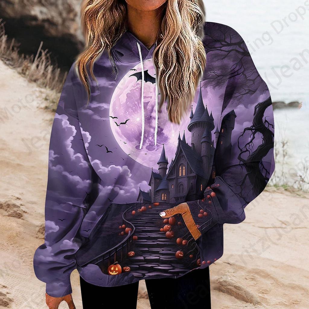 Happy Halloween 3D Print Hoodie Women Fashion Oversize Hoodies Women Sweats Halloween Hoodie Sweatshirt Women Sports Suits Coat