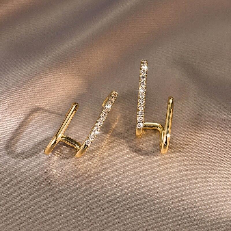 2022 New Korean Metal Stud Earrings Jewelry Trendy Fresh Lovely Sweet Crystal Geometric Earring For Women Girls Fashion Jewelry AVE