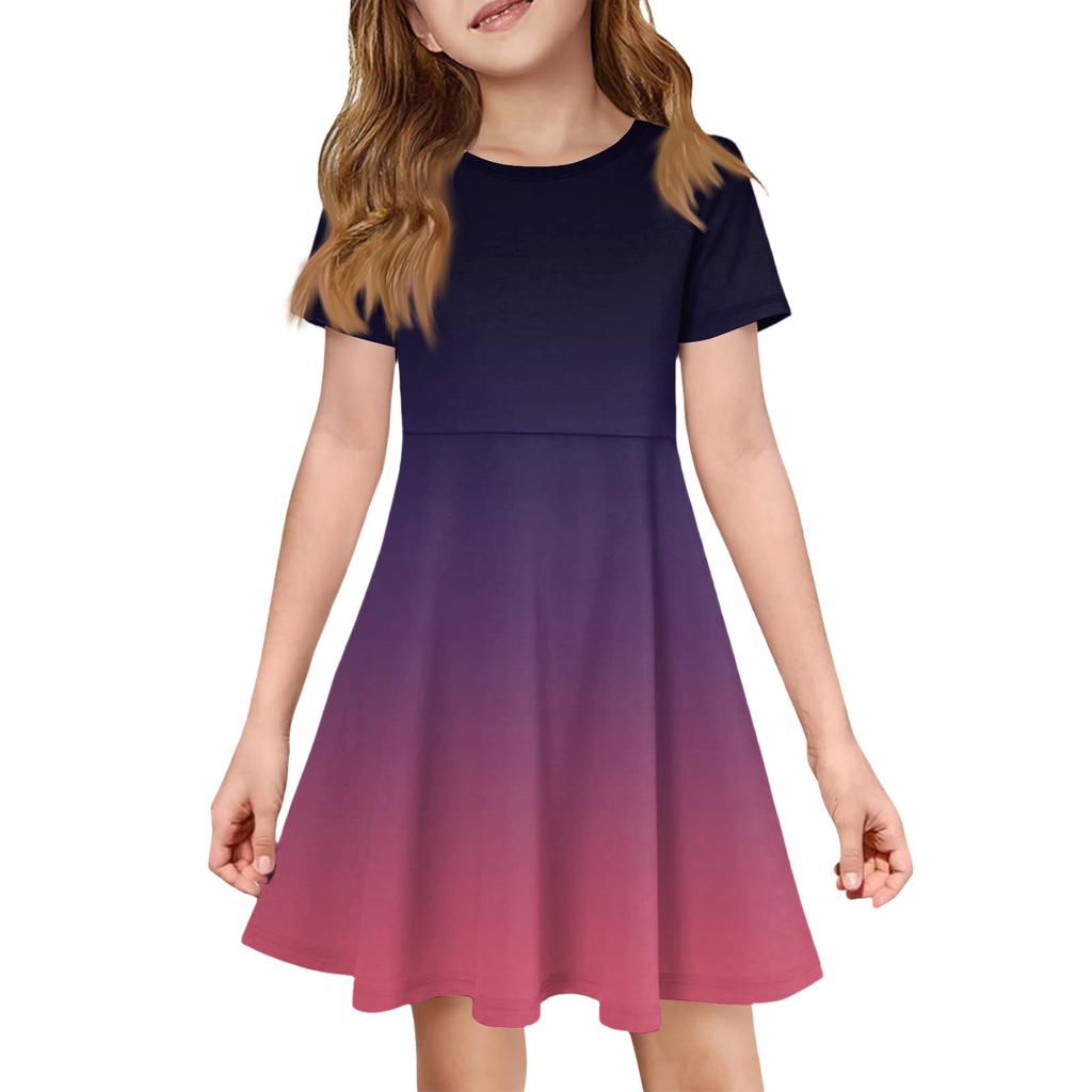 Девочка Летнее Платье Цвет & Принт Короткий Рукав Платье С Карманом Повседневное Платье Короткий Рукав Вечернее Платье Пасхальный День