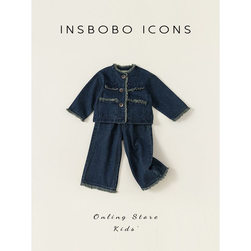 Girls' Autumn Clothing Suits Girls' Clothing Suit Fashionable Kids Denim Suit Autumn 2024 New Arrival Girls' Clothes