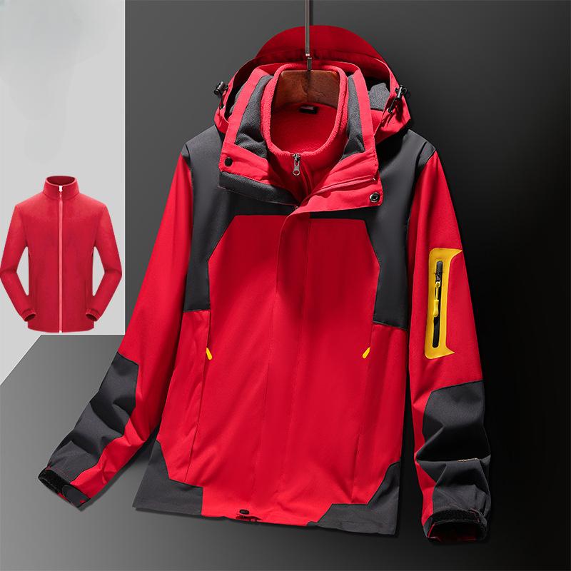 Куртка осенне-зимняя три-в-одном съемный комплект из двух предметов водонепроницаемая и дышащая куртка для альпинизма на открытом воздухе плюс бархат