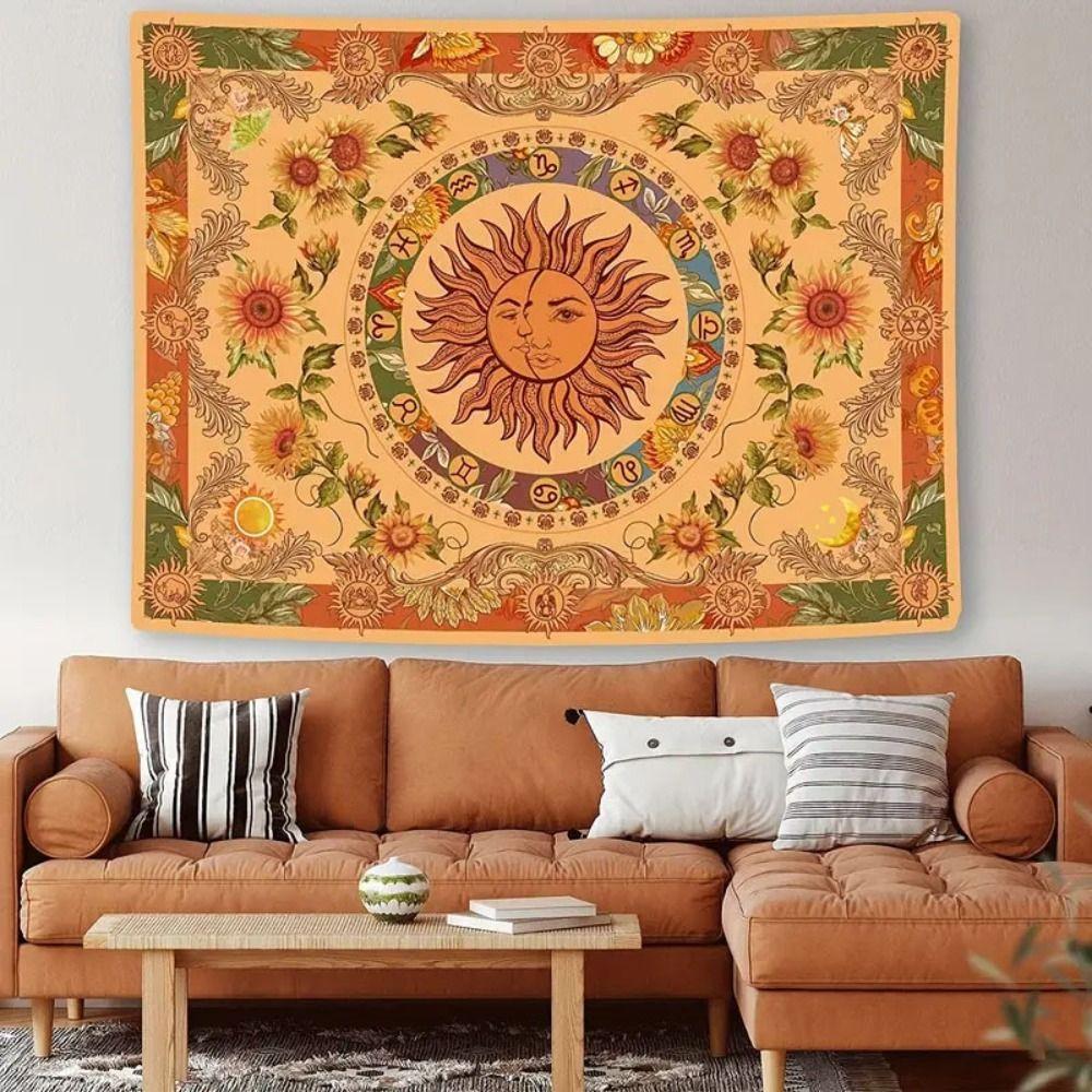 Mandala Style Sun Tapestry Sun and Moon Wall Rug Backdrop Wall Hanging Blanket Home Decor