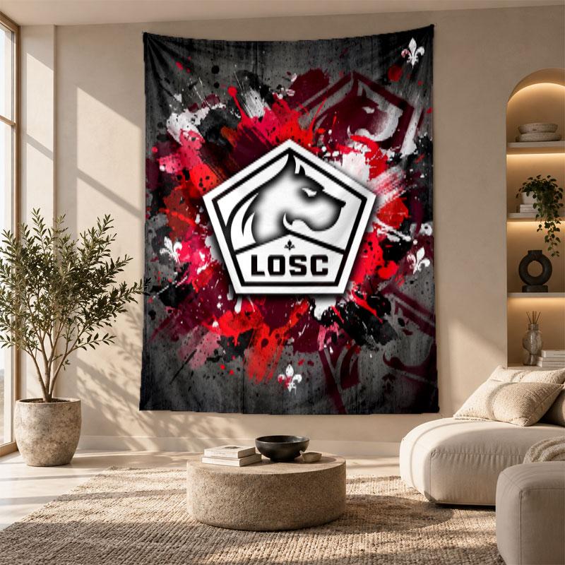 Decorative Tapestry,LOSC Lille FC Printed Wall Art, Lightweight Wall Hanging For Bedroom Background