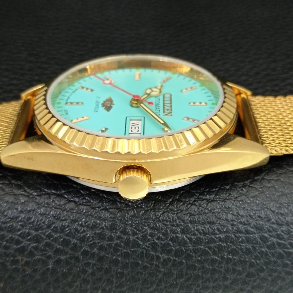 VINTAGE REFURBISHED CITIZEN AUTOMATIC JAPAN MENS SEA GREEN DIAL WATCH a446815-1