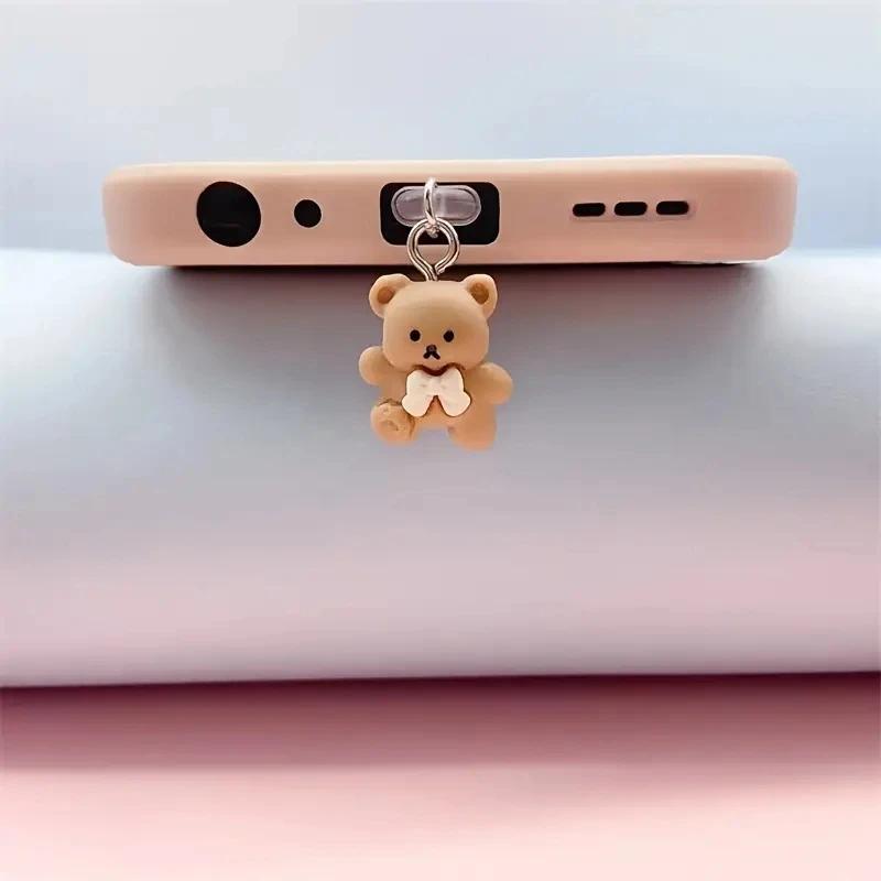 Заглушка от пыли для iPhone, Samsung, интерфейс Type-C, милый медведь, декоративные аксессуары, подвесные аксессуары, универсальная заглушка от пыли
