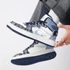 2024new Winter Men's High Top Lace Up Vulcanized Shoes Flat Shoes Casual Versatile Warm Men's Sports Shoes Blue Sneakers for Men