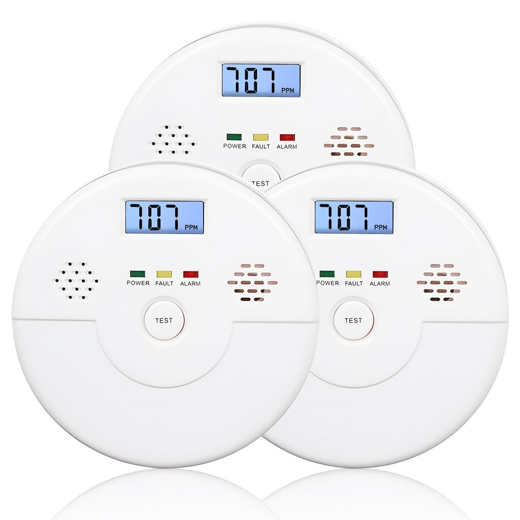 3 упаковки детектора угарного газа, ЖК-цифровой дисплей, сигнализация 85 дБ, работа от батареи, монитор CO, сигнализация