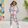 Girls Dark Purple Halloween Printed Hooded Long Sleeve Kangaroo Pocket Top Cuffed Pants Two Piece Set