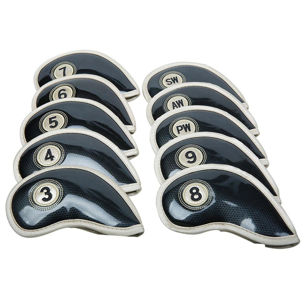 10pcs/Set High Strength PU Leather Golf Iron Head Covers Set