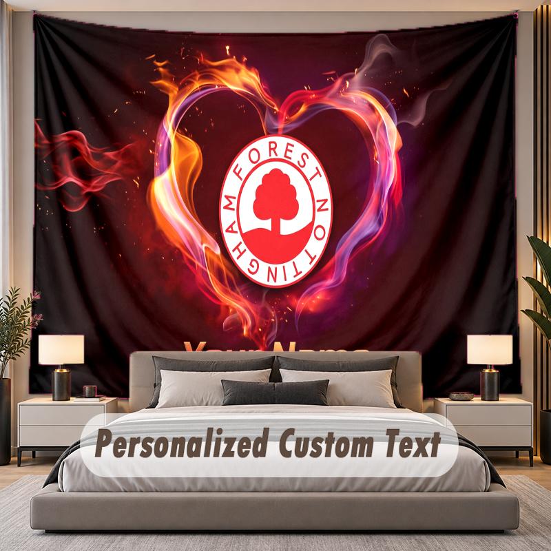 Custom Name Text Tapestry Nottingham Forest Personalized Polyester Wall Tapestry For Bedroom And Room