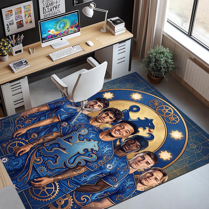 Chelsea Football Club Pattern Rug, Indoor/Outdoor Mat, for Picnic, Gameroom, Bedroom, Office, Living Room, Home Decor Carpet, Birthday Gift