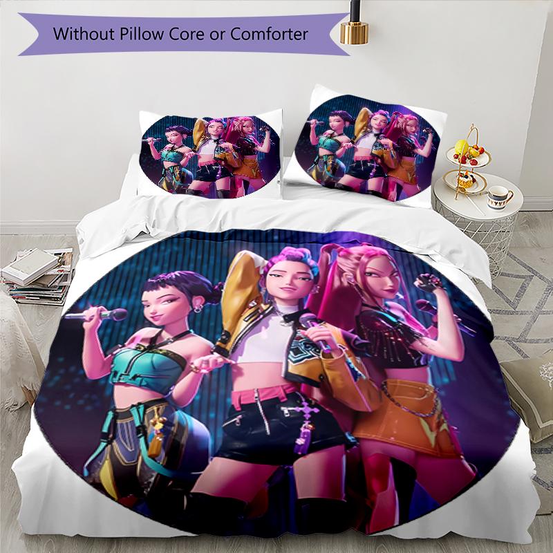 3pcs Kpop Hunter8 pattern bedding set duvet cover set includes duvet cover &pillowcases, perfect all season bedroom decoration & gift